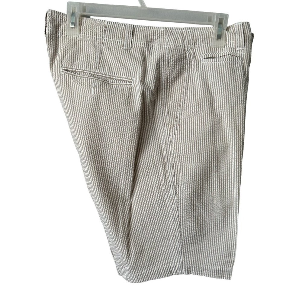 Men's Cremieux Brown & White Seersucker Shorts Sz 34 - Picture 2 of 7